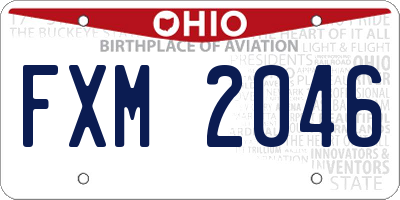 OH license plate FXM2046