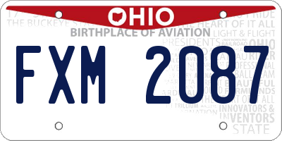 OH license plate FXM2087