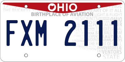 OH license plate FXM2111