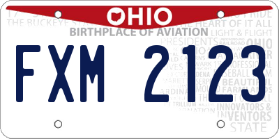 OH license plate FXM2123