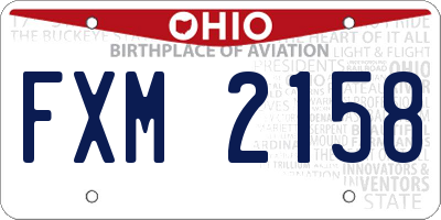 OH license plate FXM2158