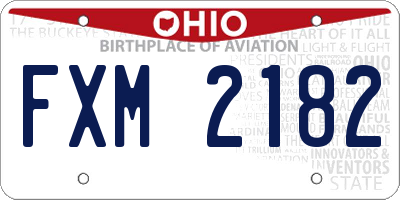OH license plate FXM2182