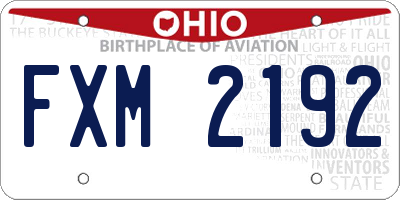 OH license plate FXM2192