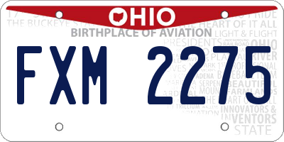 OH license plate FXM2275