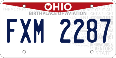 OH license plate FXM2287