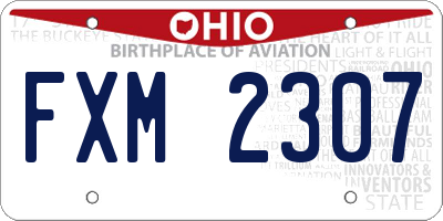 OH license plate FXM2307