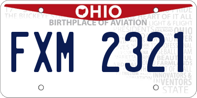 OH license plate FXM2321