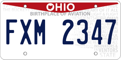 OH license plate FXM2347