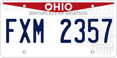 OH license plate FXM2357