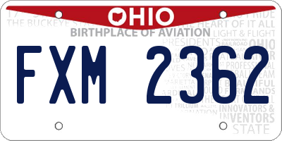 OH license plate FXM2362