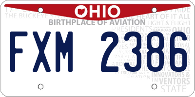 OH license plate FXM2386