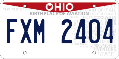 OH license plate FXM2404