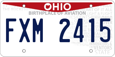OH license plate FXM2415