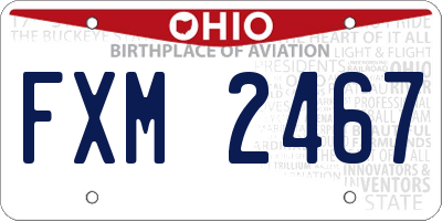OH license plate FXM2467