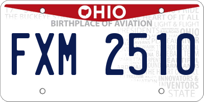 OH license plate FXM2510