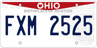 OH license plate FXM2525