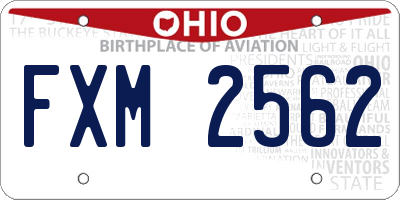 OH license plate FXM2562
