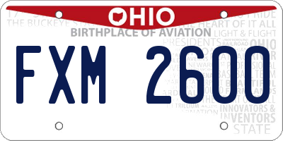 OH license plate FXM2600