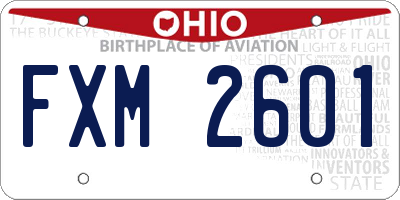 OH license plate FXM2601