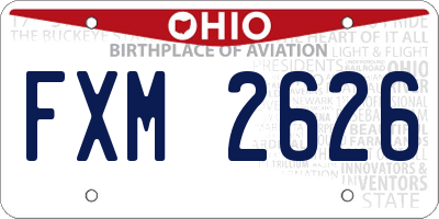 OH license plate FXM2626