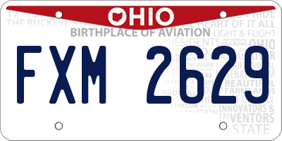OH license plate FXM2629