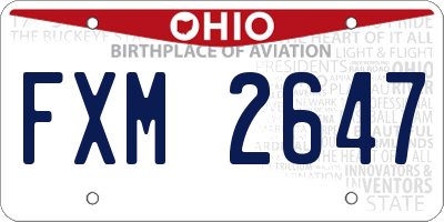 OH license plate FXM2647