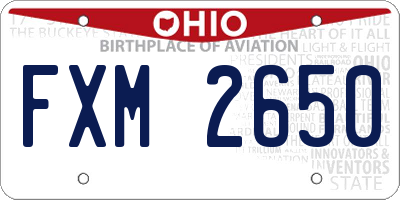 OH license plate FXM2650