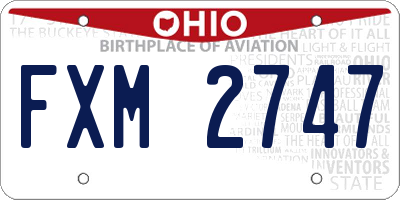 OH license plate FXM2747