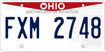 OH license plate FXM2748