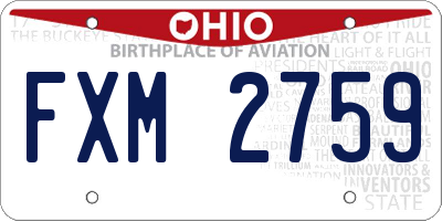 OH license plate FXM2759