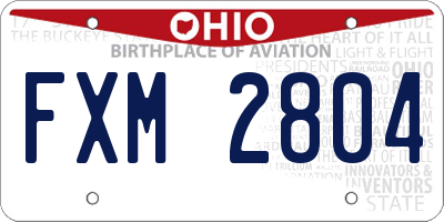 OH license plate FXM2804