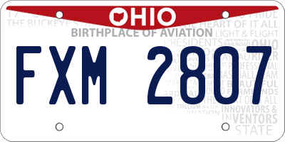 OH license plate FXM2807