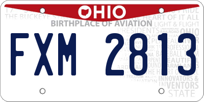 OH license plate FXM2813
