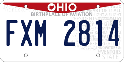 OH license plate FXM2814