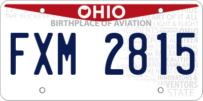 OH license plate FXM2815
