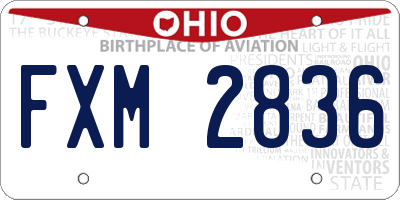 OH license plate FXM2836