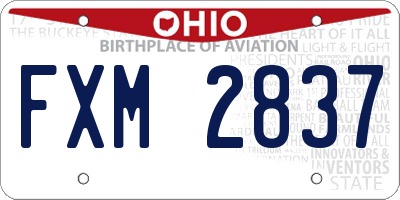 OH license plate FXM2837