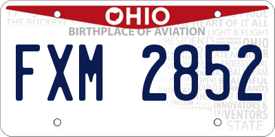 OH license plate FXM2852