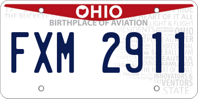 OH license plate FXM2911