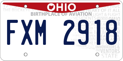 OH license plate FXM2918
