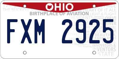 OH license plate FXM2925