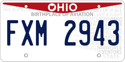 OH license plate FXM2943