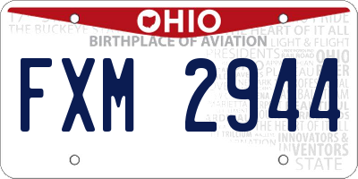 OH license plate FXM2944