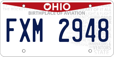 OH license plate FXM2948