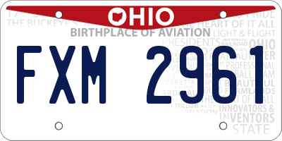 OH license plate FXM2961