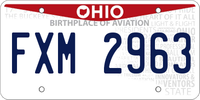 OH license plate FXM2963