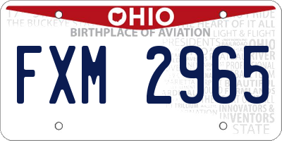 OH license plate FXM2965