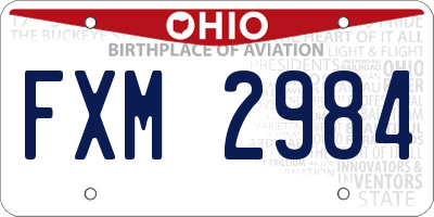 OH license plate FXM2984