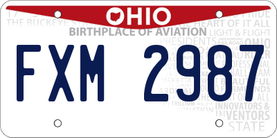 OH license plate FXM2987