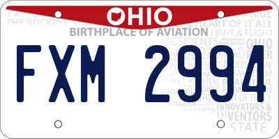 OH license plate FXM2994